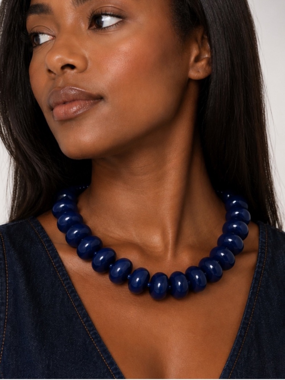 New! Preppy Viral Chunky Blue Beaded Statement Dopamine Necklace (2001) NWOT